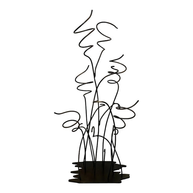 Vintage Wrought Iron Sculptural Wine Rack For Sale