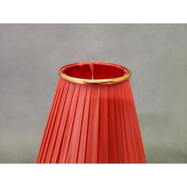 Mid-Century Danish Teak Table Lamp with Red Shade, 1960s For Sale - Image 4 of 10