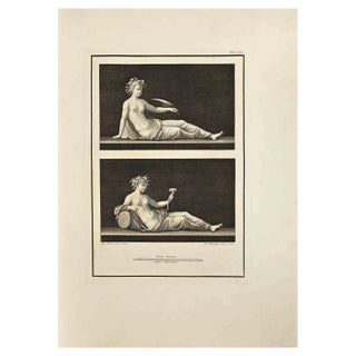 Filippo Morghen, Allegory of Autumn with Bacchante, Etching, 18th Century For Sale