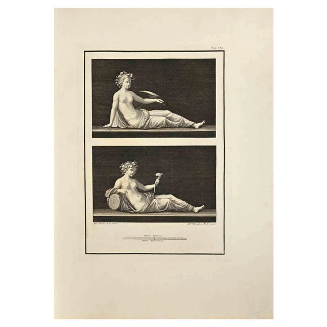 Filippo Morghen, Allegory of Autumn with Bacchante, Etching, 18th Century For Sale