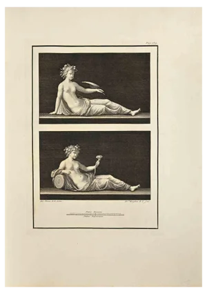 Filippo Morghen, Allegory of Autumn with Bacchante, Etching, 18th Century