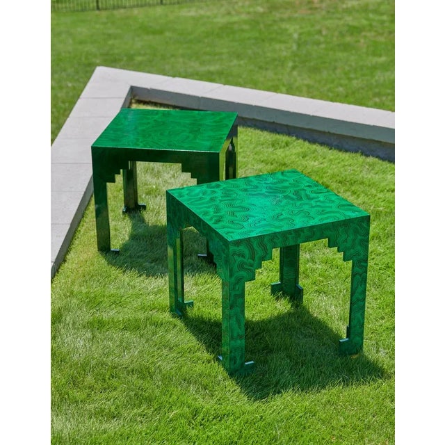 Chelsea House Inc Malachite Cut Corner Table For Sale - Image 4 of 5