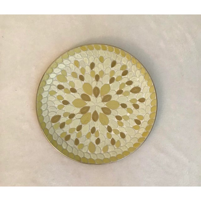 Vintage Mid-Century Mosaic Tile Yellow Tone Bowl Dish For Sale - Image 4 of 12