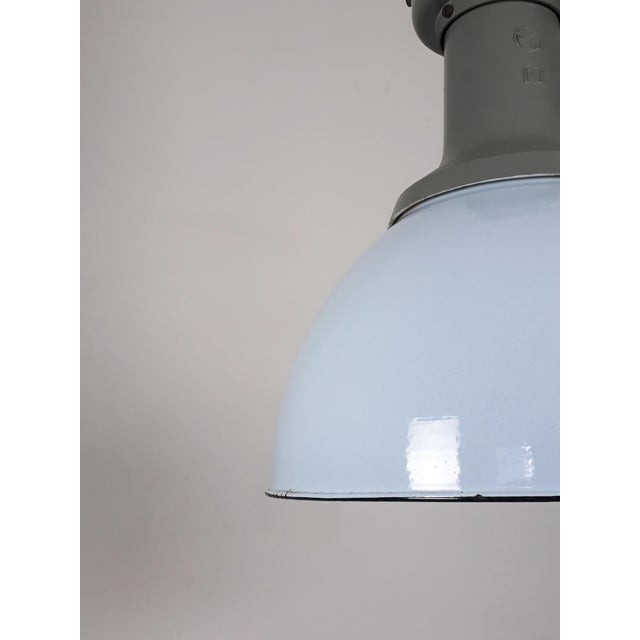 1960s Blue Enamel Factory Pendant Lamps from ElKo, 1960s, Set of 10 For Sale - Image 5 of 13