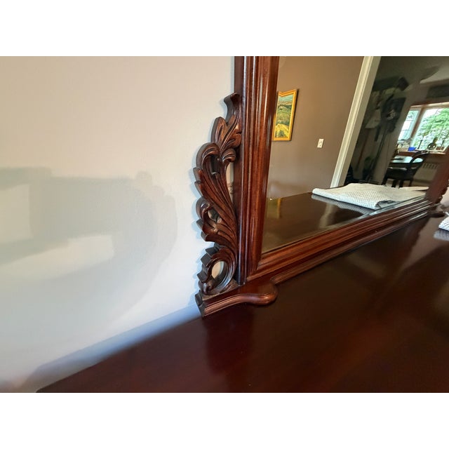 Wood Reproduction Solid Mahogany Victorian Mirrored Dining Room Sideboard For Sale - Image 7 of 7