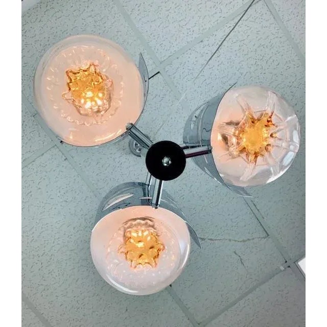 1970s Vintage Venetian Mazzega Created 3 Light Light Fixture For Sale - Image 5 of 12