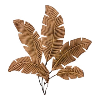 Picture 35" Tall Brown Metal Leaf Clutter Palm Art Wall Decor For Sale