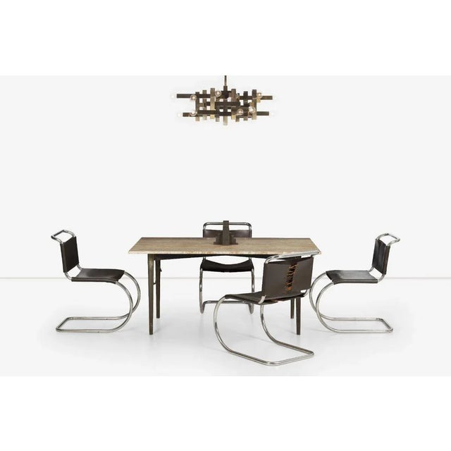 Mid-Century Modern 1950s Dan Johnson Travertine Top Dining Table For Sale - Image 3 of 11