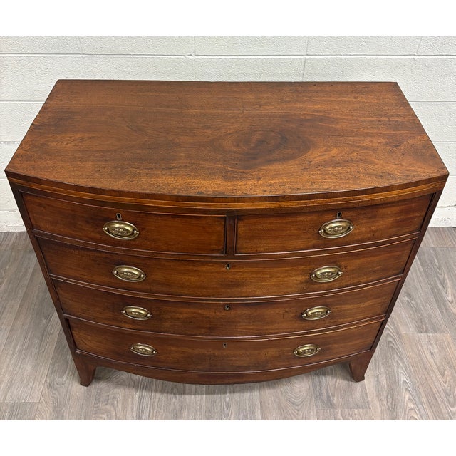 Hepplewhite Antique Federal Hepplewhite Style Bowfront Mahogany Chest Dresser For Sale - Image 3 of 11