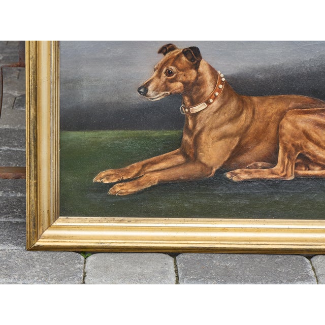 Antique British Oil Dog Portrait by Edward Aistrop in Gilt Frame, circa 1900 For Sale In Atlanta - Image 6 of 12