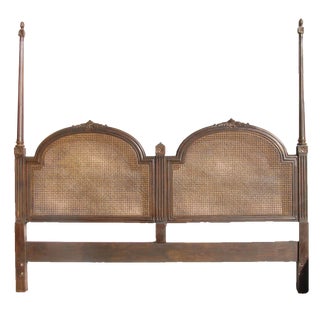 French Vintage Cane Headboard, King For Sale