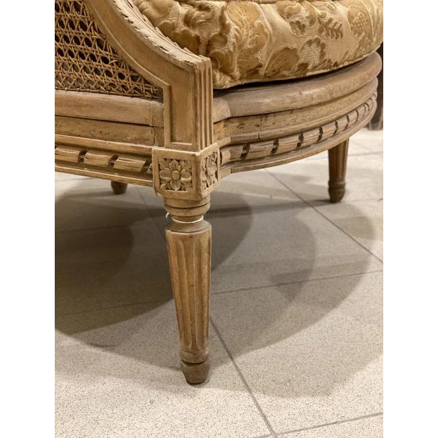 Set with 2 Armchairs 1 Footstool with Chaise Longue in Vienna Straw, France, 1800s, Set of 3 For Sale - Image 11 of 12