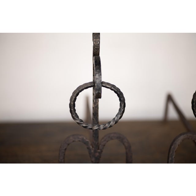 Italian Brutalist Hand-Forged Fireside Andirons, 1970s, Set of 2 For Sale - Image 12 of 14