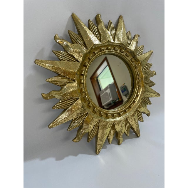 Late 20th Century Gold Gilded 12.5" Sunburst Wall Mirror For Sale - Image 11 of 18