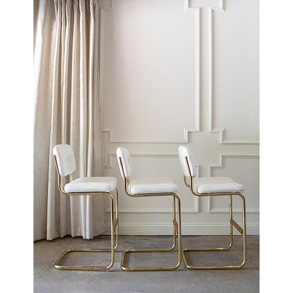 Chrome Craft Postmodern Chromcraft Cantilever Counter Stools - Set of 3 For Sale - Image 4 of 17