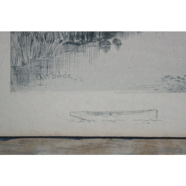 Antique George William Bohde Signed the Rivulet River Landscape Etching 16" For Sale - Image 6 of 9