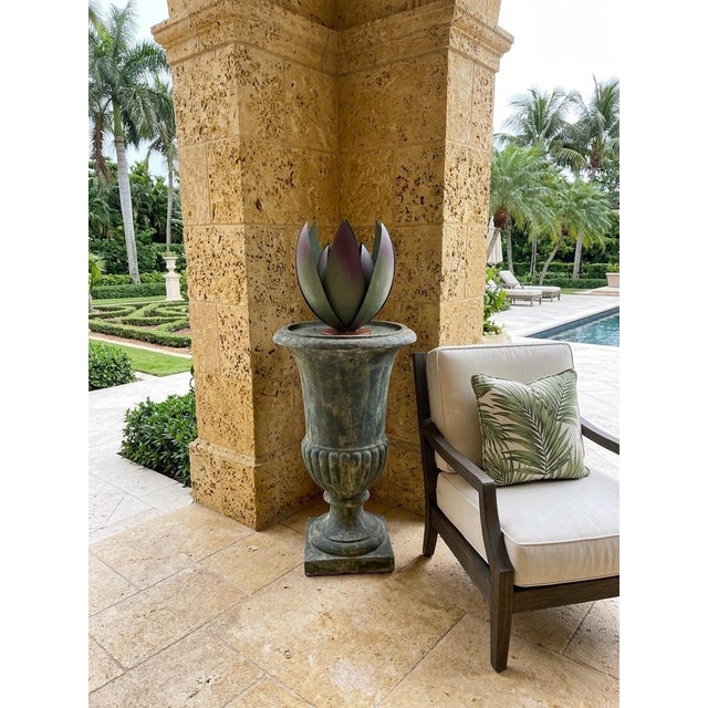 Vintage Moroccan Hand-Crafted Metal Lotus Sculpture For Sale - Image 9 of 11