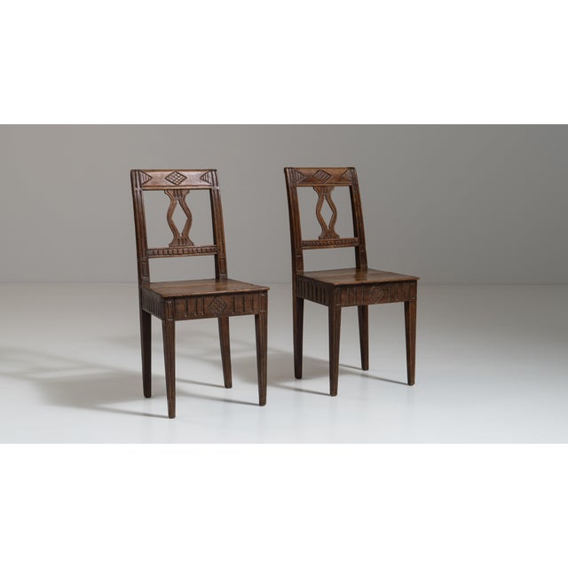 Pair of 19th Century French Chestnut Brown Carved Oak Chairs For Sale - Image 15 of 15