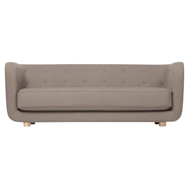 Dark Beige and Natural Oak Raf Simons Vidar 3 Vilhelm Sofa by Lassen For Sale