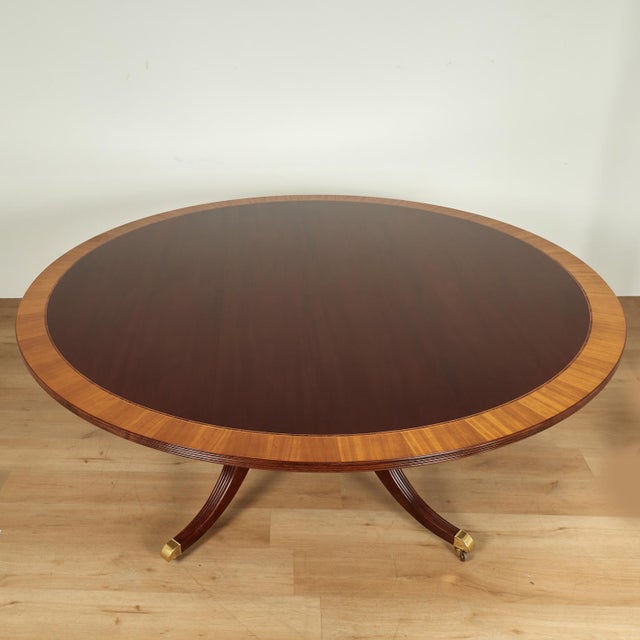 Traditional Large Round Regency Style Dining Table For Sale - Image 3 of 18