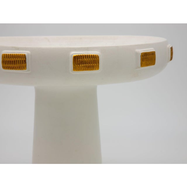 Ceramic White & Gold Toggle Footed Serving Bowl or Platter, Handley Drive, Portugal 2016 For Sale - Image 7 of 7