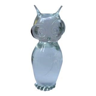 Italian Licio Zanetti Art Glass Owl Paperweight Figurine For Sale
