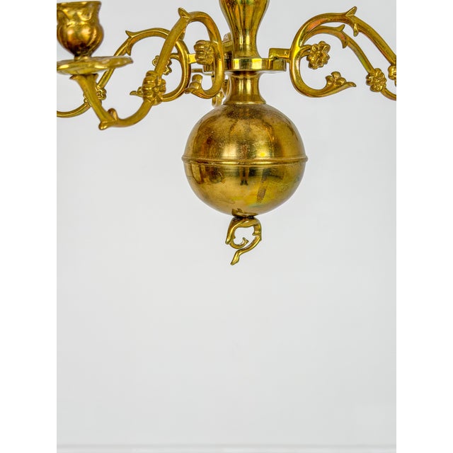 20th Century Swedish Brass Chandelier with Floral Motifs, 1920 For Sale - Image 4 of 10