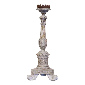 19th Century Italian Polychrome Carved Giltwood and Painted Candlestick