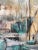1960s Vintage Harbor Scene Jean Kalisch Abstract Painting Oil on Board For Sale - Image 12 of 12