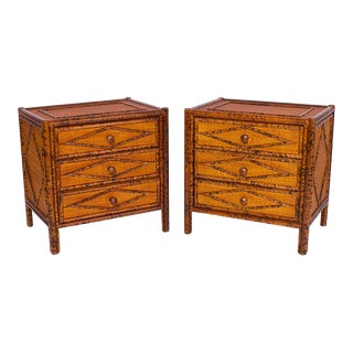 Pair of Vintage British Colonial Style Faux Bamboo Stands For Sale