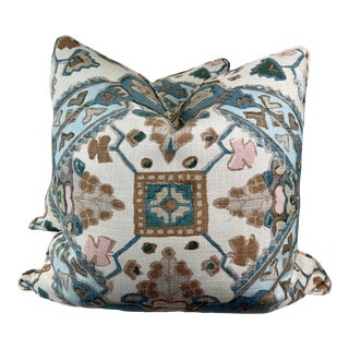Thibaut "Persian Carpet" in Spa Blue 22" Pillows-A Pair For Sale