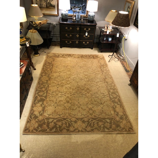 2000 - 2009 Neutral Luxurious Silk Tibetan Area Rug- 6′2″ × 8′11″ For Sale - Image 5 of 10