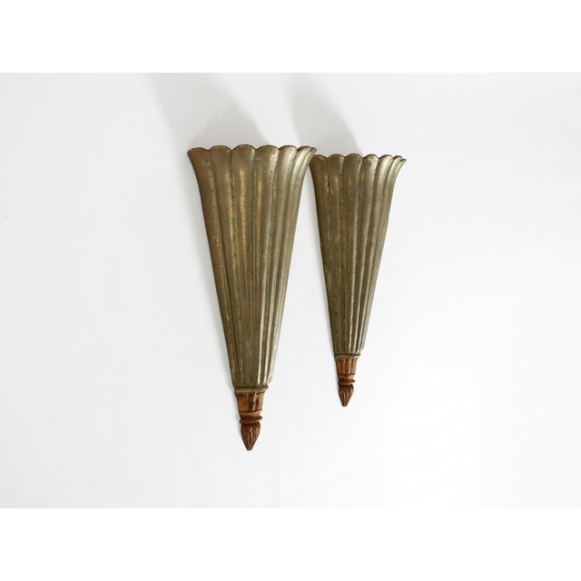 Wall Lamps Made of Wood with Aluminum Cladding, 1950s, Set of 2 For Sale - Image 4 of 18
