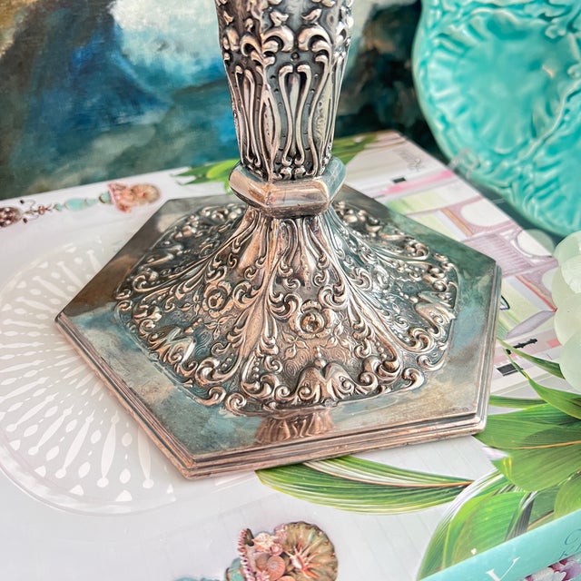 Barbour Silver Co. Vintage Large Repousse Flute Vase by Barbour Silver Co. For Sale - Image 4 of 10