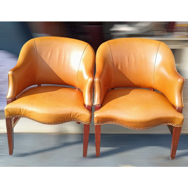 Brass 1980s Exquisite Pair of Vintage Barrel Chairs by Esteemed St. Timothy Furniture. For Sale - Image 8 of 10