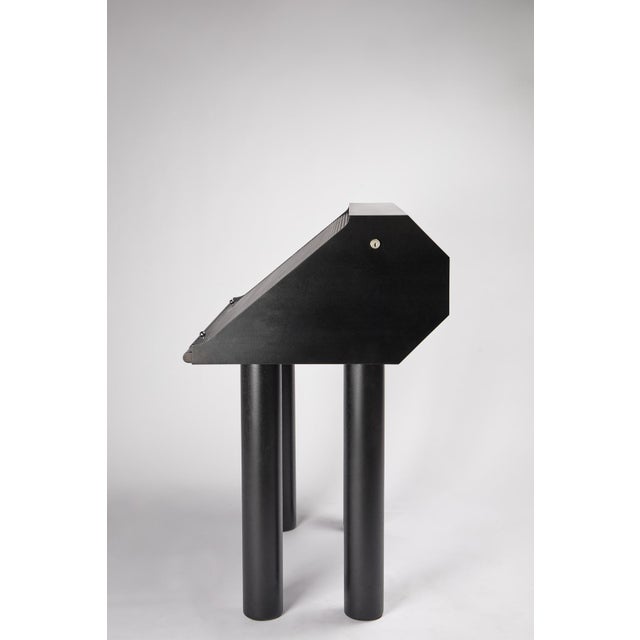 Kollection Röthlisberger Schweiz Featured in The 2020 San Francisco Decorator Showcase — 1970s Hans Eichenberger for Röthlisberger Postmodern Black Mahogany & Chrome Roll-Top Desk For Sale - Image 4 of 13
