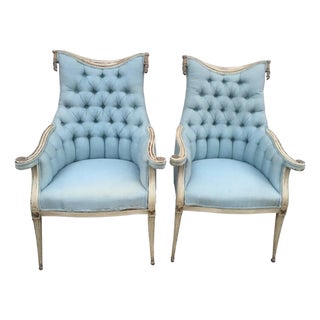 1940s Hollywood Regency Attributed Grosfeld House Armchairs - A Pair For Sale