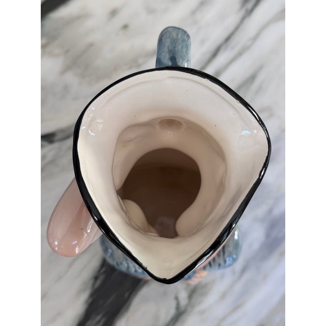 Late 20th Century Majolica Style Singerie Motif Pitcher For Sale - Image 5 of 12