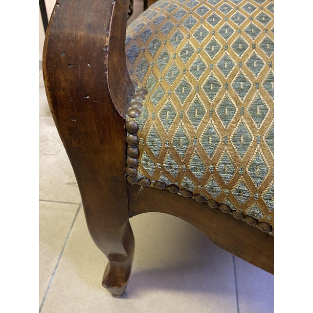 Aqua Louis XV Style Armchair in Wood and Fabric, 1960s For Sale - Image 8 of 17