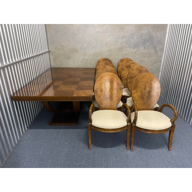 Century Furniture Century Furniture Omni Dining Table With Eight Chairs, Contemporary, Art Deco, Burl For Sale - Image 4 of 17