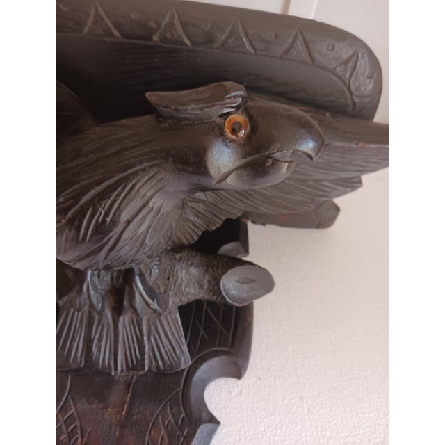 Antique 19th C. Black Forest Carved Eagle Wall Bracket Glass Eye For Sale - Image 11 of 11