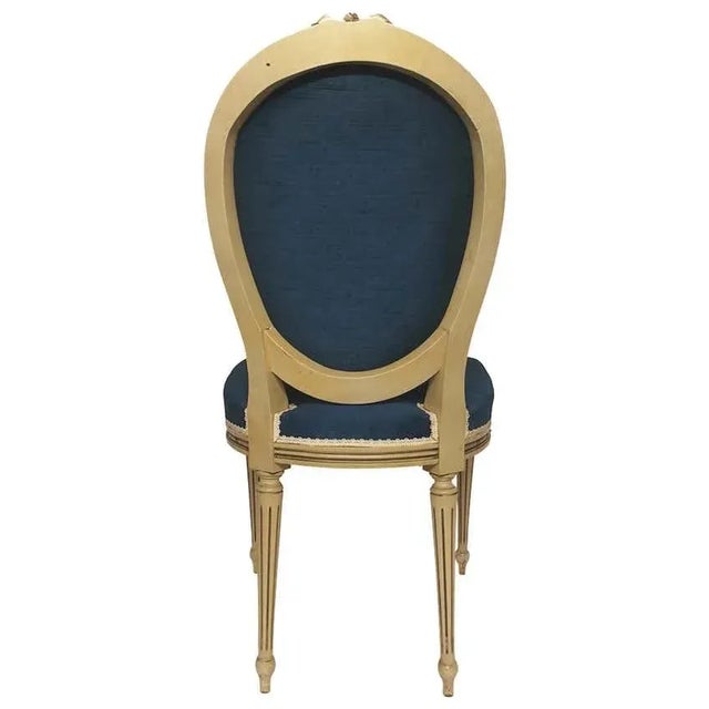 Louis XVI Style Blue Médaillon Chair, 1950s For Sale - Image 3 of 13