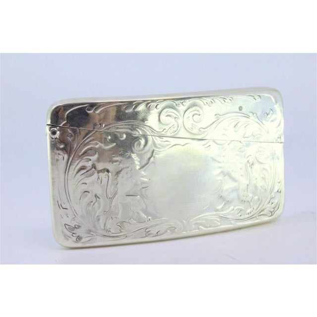 Metal Cardboard Box in Embossed Silver with Coat of Arms for Monogram and Lions For Sale - Image 7 of 8