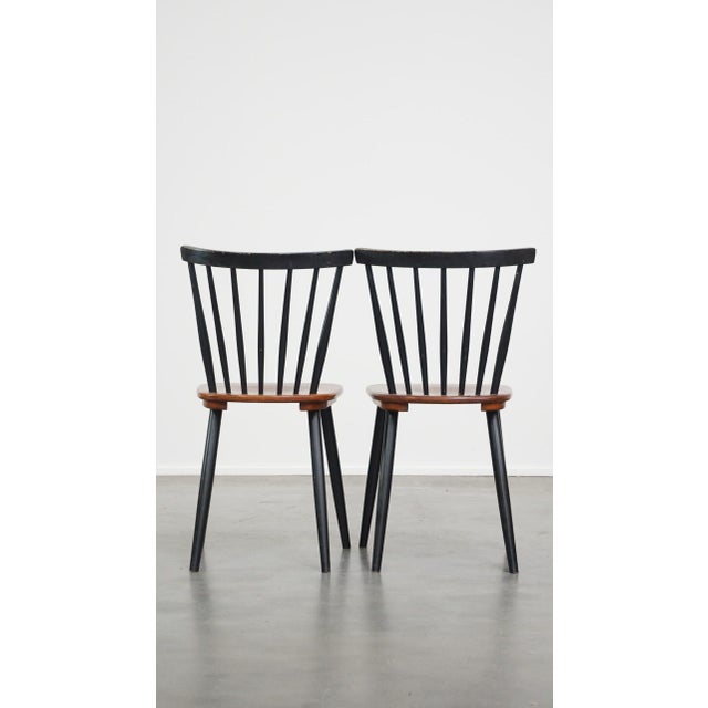 Vintage Scandinavian Dining Room Chairs with Slatted Backrests, 1960s, Set of 2 For Sale - Image 3 of 9