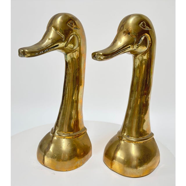 Pair of Large Mid-Century Brass Duck Head Bookends, Sarried Style, Circa 1950 For Sale - Image 17 of 17