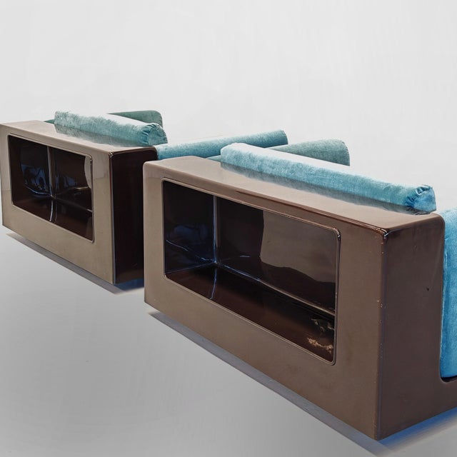 Textile Vintage Light Blue Velvet Gradual Chairs by Cini Boeri for Gavina, 1970s, Set of 2 For Sale - Image 7 of 18