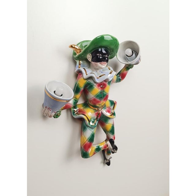 Mid-Century Ceramic Venetian Harlequin Carnival Mask Wall Light, 1950s For Sale - Image 18 of 18