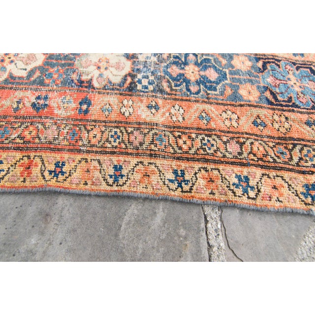 1880s Antique Allover Macaroon Yellow Blue Hand-Knotted Rug - 10’7” X 13’ For Sale - Image 9 of 11