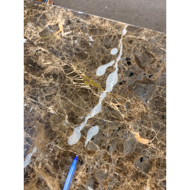 Continental Marble Top Walnut Server Commode Cabinet For Sale - Image 12 of 12