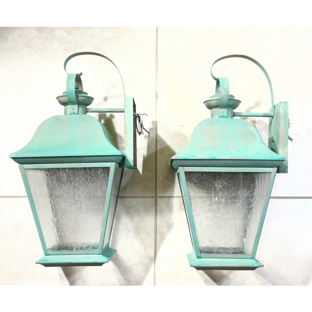 Pair of Vintage Solid Brass Wall Lanterns - Timeless Elegance for Your Home For Sale - Image 13 of 15